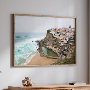 Azenhas do Mar Portugal Print, Seaside Cliff Photograph, Coastal Beach House Decor, 30x40 Horizontal Art, Ocean Decor for Above Bed