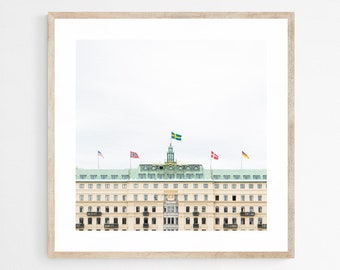 Stockholm Art, Neutral Sweden Print, Minimalist Art, Europe Travel Photo, 30x30 Wall Art, Mint Green Decor, Swedish Architecture Print