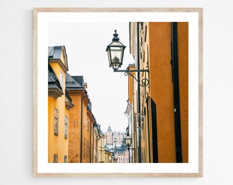 Stockholm Fine Art Photography, Gamla Stan Print, Sweden Artwork for Living Room, Orange Earth Tone Decor, Scandinavian Wall Decor