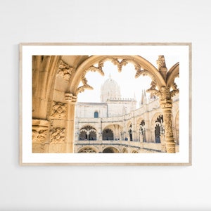 Lisbon Canvas Print, Beige Wall Art, 30x40 Canvas, Above Bed Art, Jeronimos Monastery Print, Portugal Architecture Art, Boho Bedroom Decor