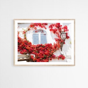 Positano Photography, Bougainvillea Print, Amalfi Coast Art, White and Red Decor, 30x40 Canvas Print, Fine Art Photography, Italian Decor image 1