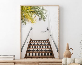 Mediterranean Architecture Print, Santa Barbara Staircase Wall Art, Southern California Coastal Photography, Spanish Revival Decor