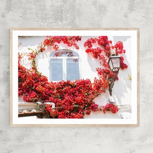 Positano Photography, Bougainvillea Print, Amalfi Coast Art, White and Red Decor, 30x40 Canvas Print, Fine Art Photography, Italian Decor image 3