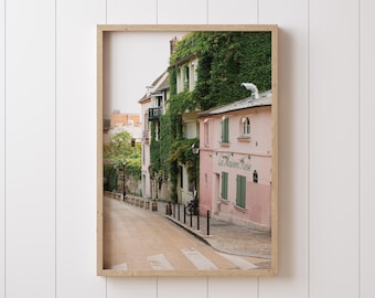 Impression de photographie La Maison Rose Paris, oeuvre d'art murale rose Montmartre par Heather Deffense