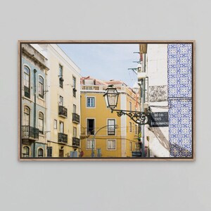 Lisbon Portugal Photography, Yellow and Blue Art Print, Contemporary Living Room Decor, Alfama Travel Wall Art image 6