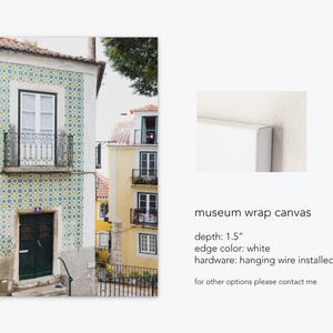 Alfama Lisbon Photography Print, Green and Yellow Portugal Wall Art by Heather Deffense Museum Wrap Canvas