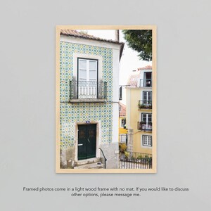 Alfama Lisbon Photography Print, Green and Yellow Portugal Wall Art by Heather Deffense Framed Photo Paper