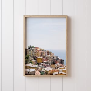 Cinque Terre Italy Print, Colorful Travel Photography, Vertical Pastel Artwork, Manarola Coast Poster, Wanderlust Wall Decor