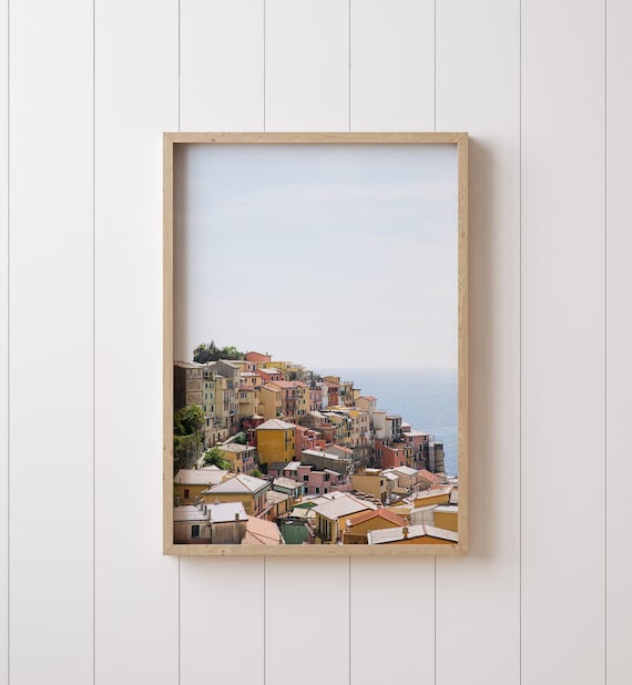 Cinque Terre Italy Print, Colorful Travel Photography, Vertical Pastel Artwork, Manarola Coast Poster, Wanderlust Wall Decor
