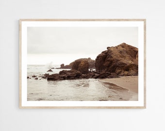 Seascape Photography, Coastal Decor, Neutral Beach Print, Calming Wall Art, California Photography, Living Room Art, Ocean Print, Canvas Art