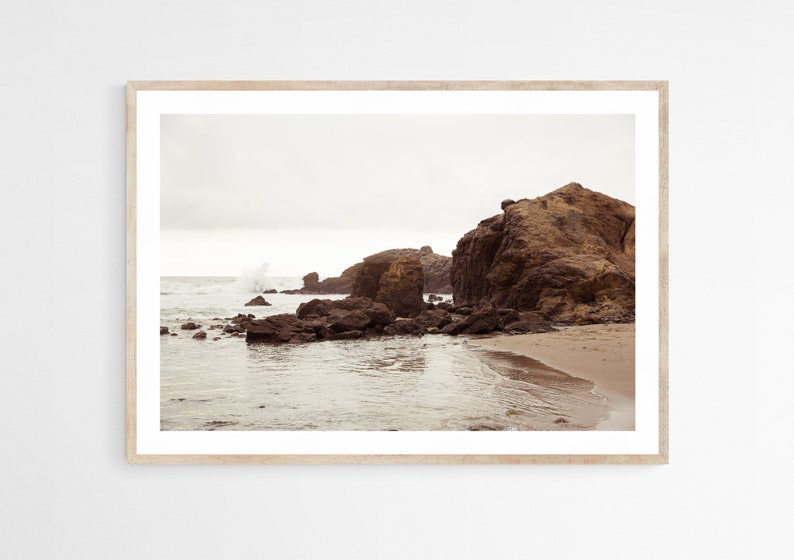 Seascape Photography, Coastal Decor, Neutral Beach Print, Calming Wall Art, California Photography, Living Room Art, Ocean Print, Canvas Art image 1