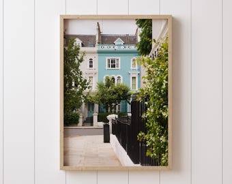Notting Hill London Street Photography Print, Turquoise Wall Art