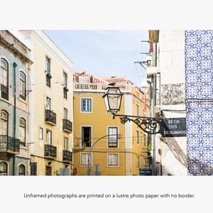 Lisbon Portugal Photography, Yellow and Blue Art Print, Contemporary Living Room Decor, Alfama Travel Wall Art image 3