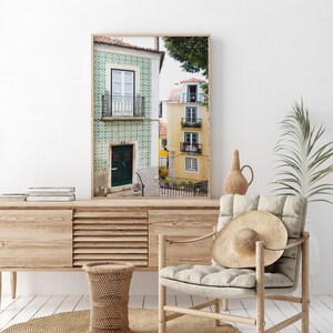 Alfama Lisbon Photography Print, Green and Yellow Portugal Wall Art by Heather Deffense image 3