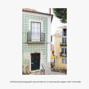 Alfama Lisbon Photography Print, Green and Yellow Portugal Wall Art by Heather Deffense Unframed Photo Paper