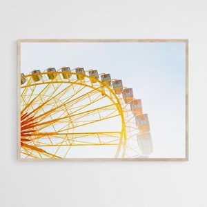 Ferris Wheel Print for Nursery, Whimsical Wall Art, Children’s Bedroom Print, Yellow Art Print, Play Room Decor, Playful Artwork for Kids
