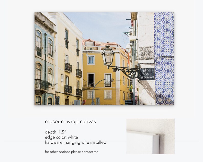 Lisbon Portugal Photography, Yellow and Blue Art Print, Contemporary Living Room Decor, Alfama Travel Wall Art image 5