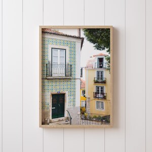 Alfama Lisbon Photography Print, Green and Yellow Portugal Wall Art by Heather Deffense image 2