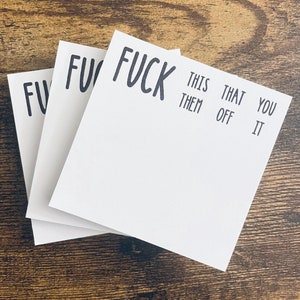 Poster autocollant Fuck This, Fuck That, Fuck You, Fuck It, Fuck Off - Papeterie pour insultes - 50 feuilles - 3"L X 3"H