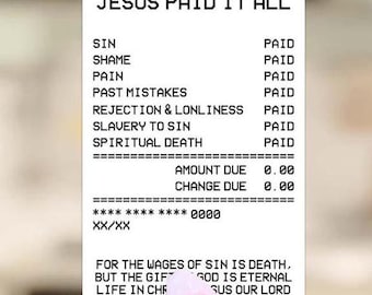Jesus Paid it All Receipt 3" Bible Sticker