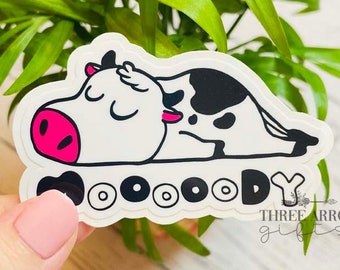 Moody Cow Sticker - 3 inch