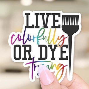 Hairstylist Salon Live Colorfully or Dye Trying Sticker - 3 inch