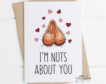 Funny Card for Couples - I&#39;m Nuts About You Card - Husband, Wife, Boyfriend, Girlfriend - Valentine&#39;s Day Card