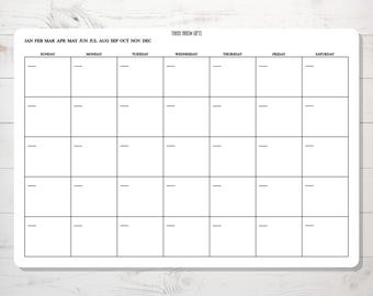 Pegatinas de calendario mensual minimalista sin fecha: elige entre 8 colores