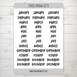 Stickers voor de maanden van het jaar voor planners, tijdschriften of plakboeken