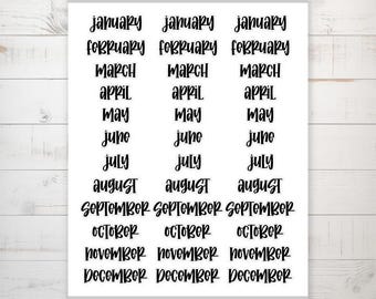 Months of the Year Stickers for Planners, Journals, or Scrapbooks
