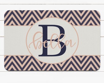 Personalized Chevron Pet Food Floor Placemat for Dogs or Cats