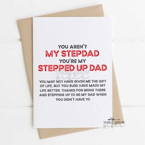 Stepdad Father's Day Card - Stepped Up Dad - Step Dad Birthday Card