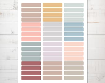 Pode incluir: Uma folha imprimível de 18 adesivos retangulares em branco em várias cores, incluindo bege, azul claro, rosa, cinza e marrom. A folha é intitulada "Three Arrow Gifts" e inclui o endereço do site "www.threearrowgifts.com".