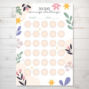 30 Day Savings Challenge Sticker Sheet, Financial Goals, Money Tracker, Savings Tracker