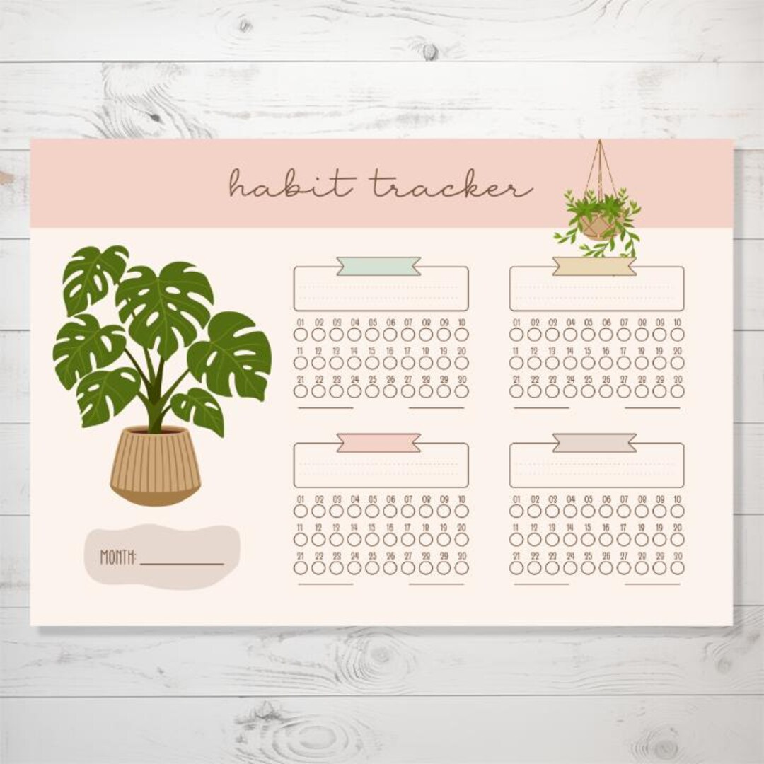 Monthly Plant Habit Tracker Sticker Sheet, Goal Tracker, Health Tracker, Fitness Tracker - Etsy