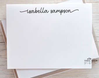 Script Stationery Note Card Set | A2 | Flat Notecards | Personalized Stationary with Envelopes | Custom Unlined Note Cards