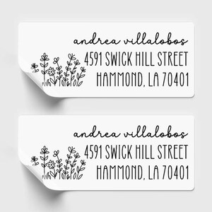 Personalized Floral Feminine Return Address Labels,  Custom Address Stickers