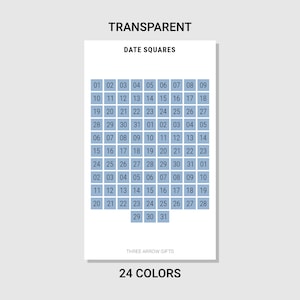 Mini Date Square Stickers - Transparent - Minimalist Planner Sticker Sheet