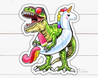 Pegatina de T-Rex para fiesta en la piscina, 3 pulgadas