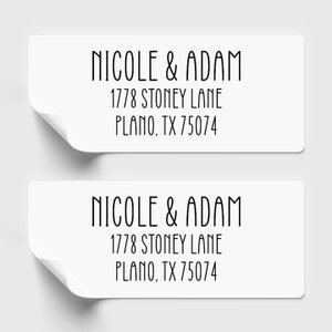Personalized Couples Return Address Labels,  Custom Address Stickers, Wedding Address Labels, Simple, Modern