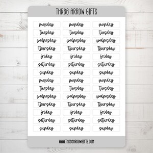 Dagen van de week-stickers voor planners, weekdagplannerlabels, ongedateerde planneraccessoires