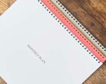 Minimalist Monthly Planner, 12 Months, Undated Sheets, Spiral Bound, 8.5x11, To Do List Planner, Choose Your Cover and Wire Color