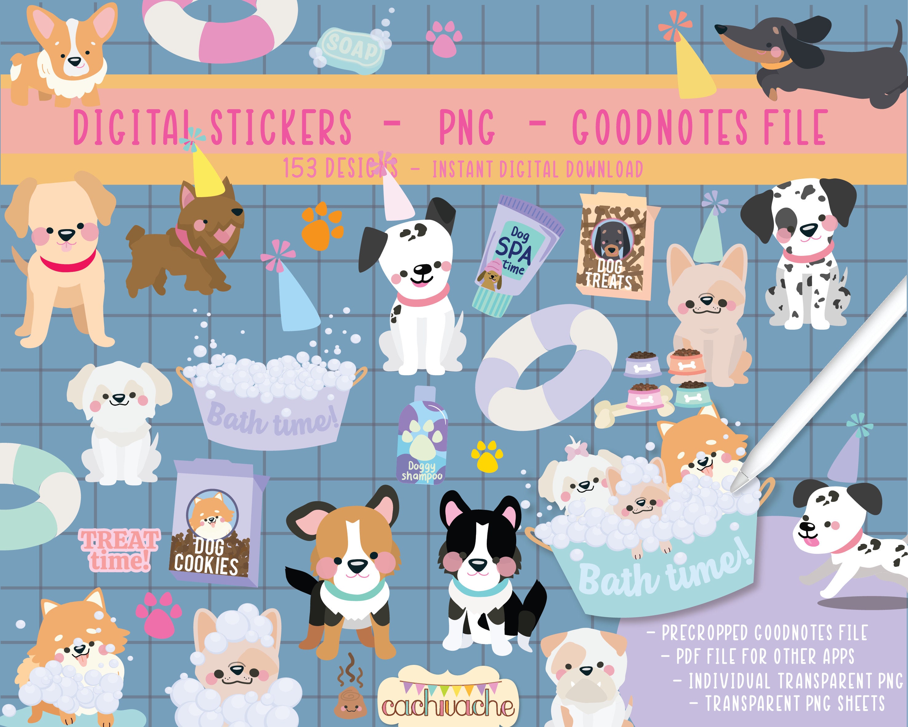 Dog Stickers for Digital Planning | Cute Puppy Stickers for Planner ...