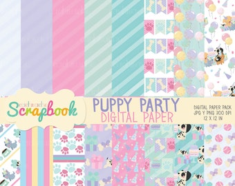 dog digital paper, puppy clipart, puppy digital paper, special for a dog party themed design - JPG and PNG files in HQ