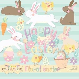 Imágenes prediseñadas de Pascua, imágenes prediseñadas de conejos de Pascua, imágenes prediseñadas de pollitos, imágenes prediseñadas de huevos de pascua, imágenes prediseñadas de flores: ¡55 diseños! en PNG y JPG en HQ!