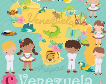 Venezuela clipart - 41 Venezuelan elements designs, Venezuelan traditions clipart, Venezuelan food clipart, Venezuelan people - JPG & PNG