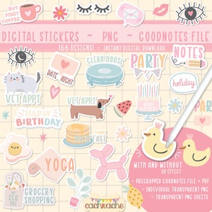 Everyday Digital Stickers for GoodNotes, Noteful stickers, Pre-cropped Digital Planner Stickers, Sticker book, Cute Stickers, Daily stickers