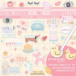 Everyday Digital Planner Stickers for GoodNotes, Cute daily stickers for digital planning - Pastel stickers for digital planner apps