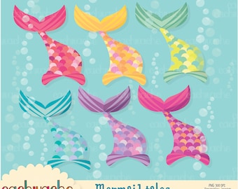 Mermaid tails clipart, mermaid clipart, colorful mermaid clipart, cute mermaid clipart - PNG & JPG in HQ