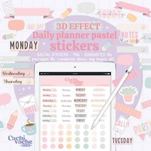 Pastel Daily Digital Planner Stickers: 180+ Weekly Stickers for GoodNotes, Noteful, OneNote and more, digital planner 2026, PNG - PDF